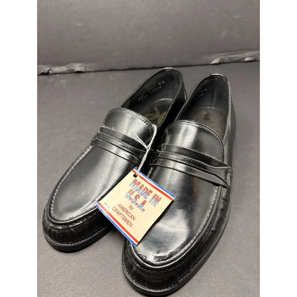 HABAND Men's Vintage Black Slip On Dress Shoes, Size 8.5D
